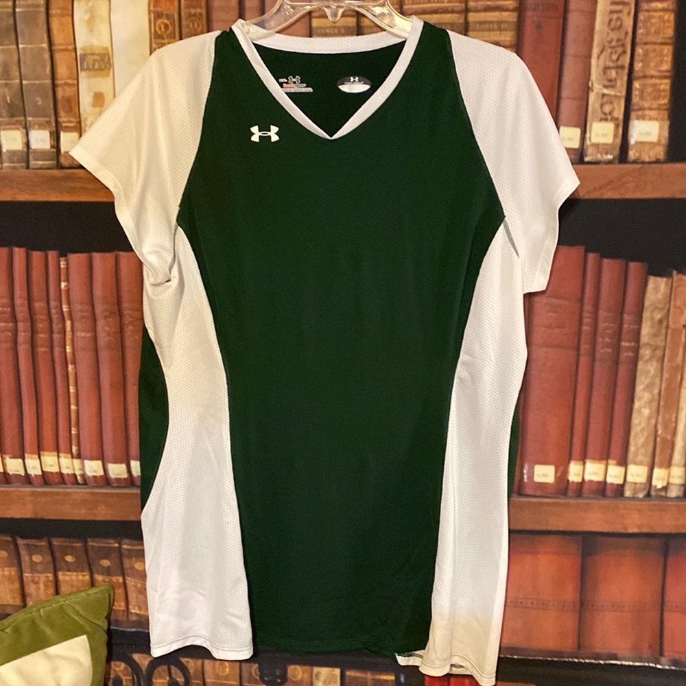 UA Under Armour Heat Gear green white Jersey XXL